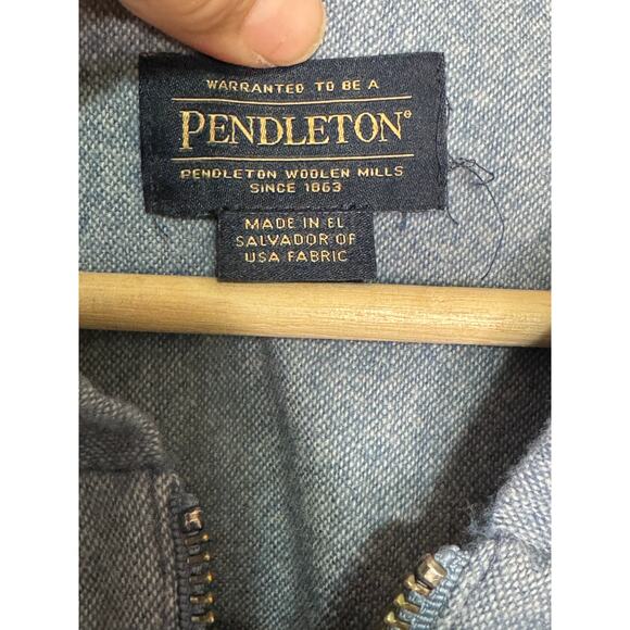 Pendleton Vest Gray USA Park Wool Blend Striped Hooded Full Zip No Size Tag - Picture 2 of 5